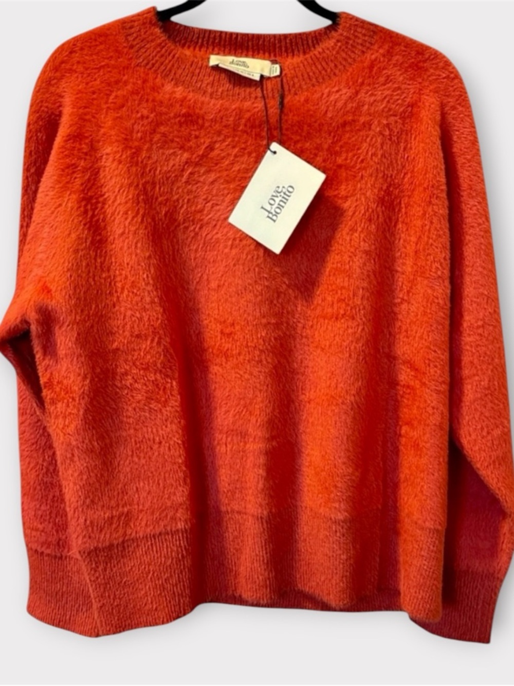 LOVE, BONITO Ashby Fuzzy Knit Sweater in "nasturtium".